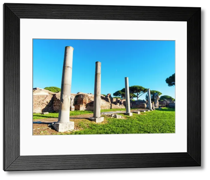 Framed Print : Roman Forum seen from North West, Ostia Antica archaeological site, Ostia, Rome province, Latium (Lazio), Italy, Europe Framed Print : Roman Forum seen from North West, Ostia Antica archaeological site, Ostia, Rome province, Latium (Lazio), Italy, Europe