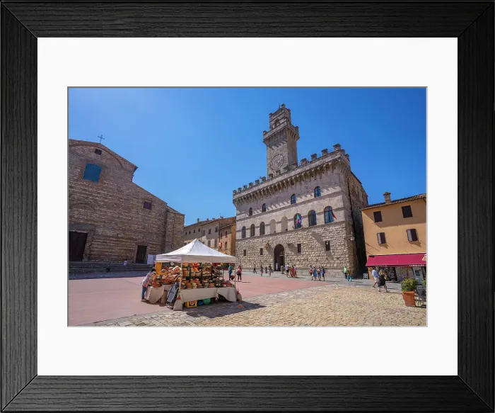 Framed Print : View of Palazzo Comunale in Piazza Grande in Montepulciano, Montepulciano, Province of Siena, Tuscany, Italy, Europe