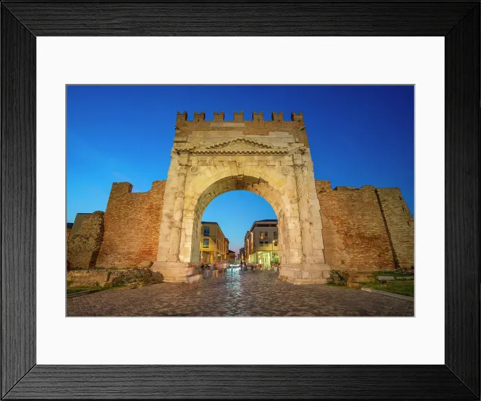 Framed Print : View of Arch of Augustus (Arco d'Augusto) at dusk, Rimini, Emilia-Romagna, Italy, Europe Framed Print : View of Arch of Augustus (Arco d'Augusto) at dusk, Rimini, Emilia-Romagna, Italy, Europe