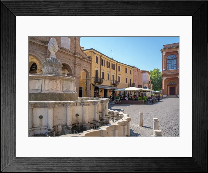 Framed Print : View of fountain and restaurant in Piazza Cavour in Rimini, Rimini, Emilia-Romagna, Italy, Europe Framed Print : View of fountain and restaurant in Piazza Cavour in Rimini, Rimini, Emilia-Romagna, Italy, Europe