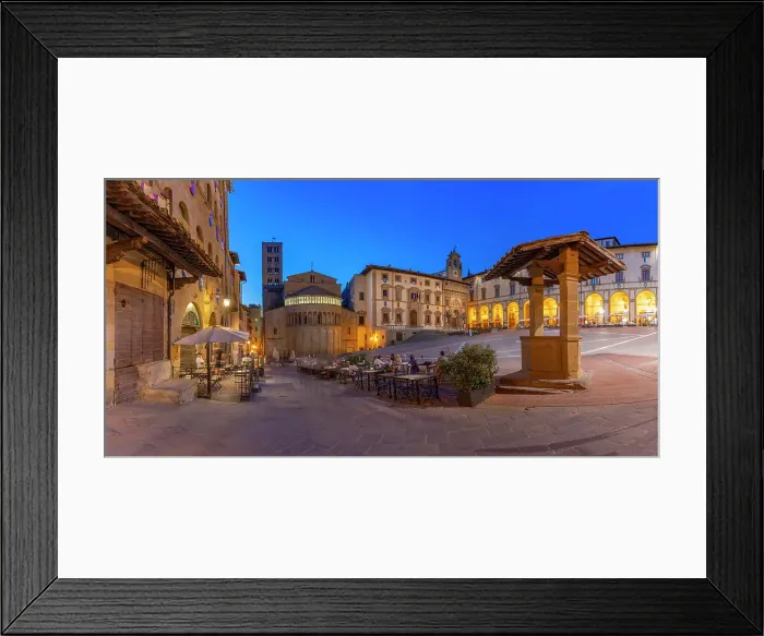 Framed Print : View of architecture in Piazza Grande at dusk, Arezzo, Province of Arezzo, Tuscany, Italy, Europe