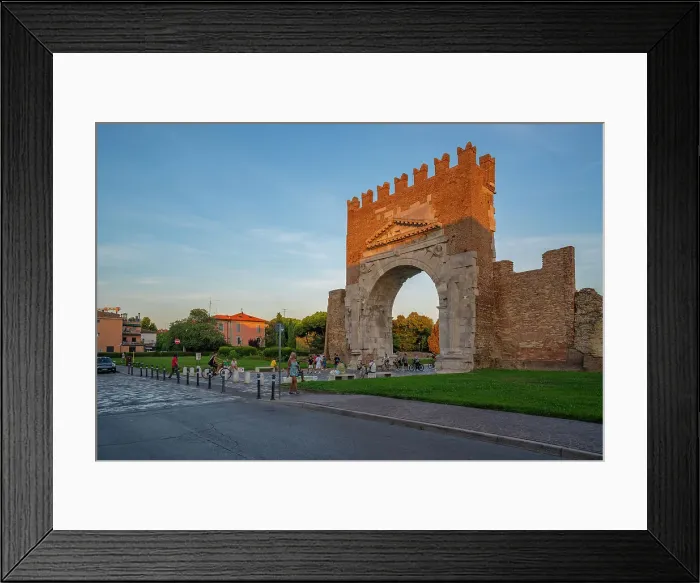 Framed Print : View of Arch of Augustus (Arco d'Augusto) at sunset, Rimini, Emilia-Romagna, Italy, Europe Framed Print : View of Arch of Augustus (Arco d'Augusto) at sunset, Rimini, Emilia-Romagna, Italy, Europe