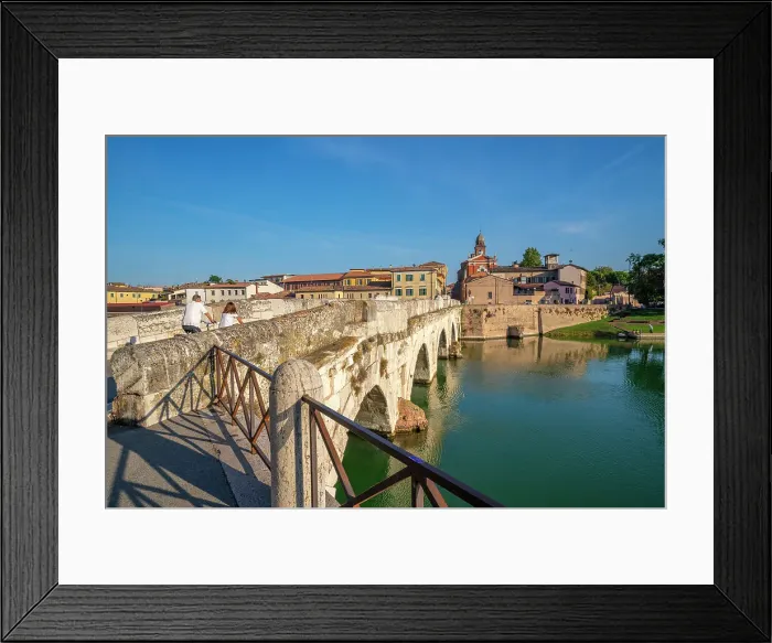 Framed Print : View of Ponte di Tiberio reflecting in Rimini Canal from Borgo San Giuliano, Rimini, Emilia-Romagna, Italy, Europe Framed Print : View of Ponte di Tiberio reflecting in Rimini Canal from Borgo San Giuliano, Rimini, Emilia-Romagna, Italy, Europe