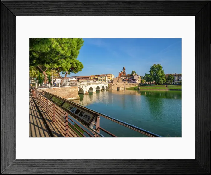 Framed Print : View of Ponte di Tiberio reflecting in Rimini Canal from Borgo San Giuliano, Rimini, Emilia-Romagna, Italy, Europe Framed Print : View of Ponte di Tiberio reflecting in Rimini Canal from Borgo San Giuliano, Rimini, Emilia-Romagna, Italy, Europe