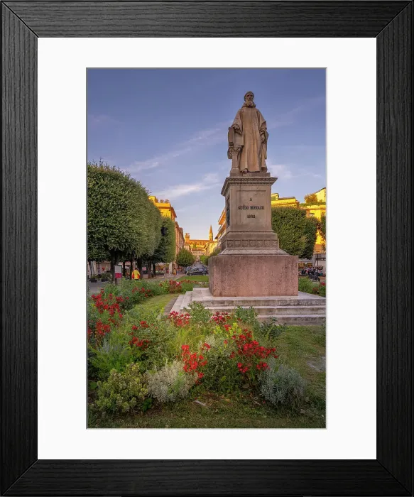 Framed Print : View of Guido Monaco statue in Guido Monaco Square, Arezzo, Province of Arezzo, Tuscany, Italy, Europe