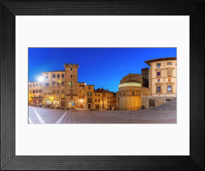 Framed Print : View of architecture in Piazza Grande at dusk, Arezzo, Province of Arezzo, Tuscany, Italy, Europe