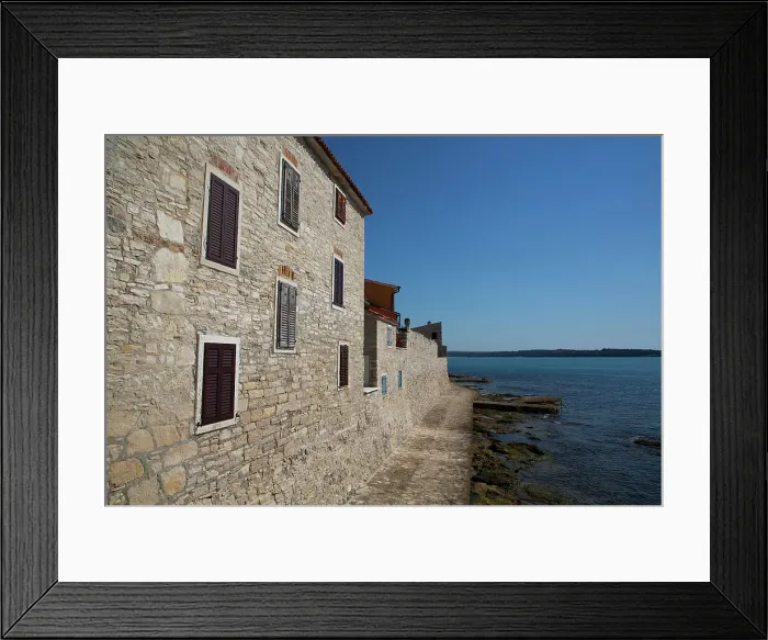 Framed Print : Seaside, waterfront residence, Outer City Wall, 13th century, Old Town, Novigrad, Croatia, Europe Framed Print : Seaside, waterfront residence, Outer City Wall, 13th century, Old Town, Novigrad, Croatia, Europe
