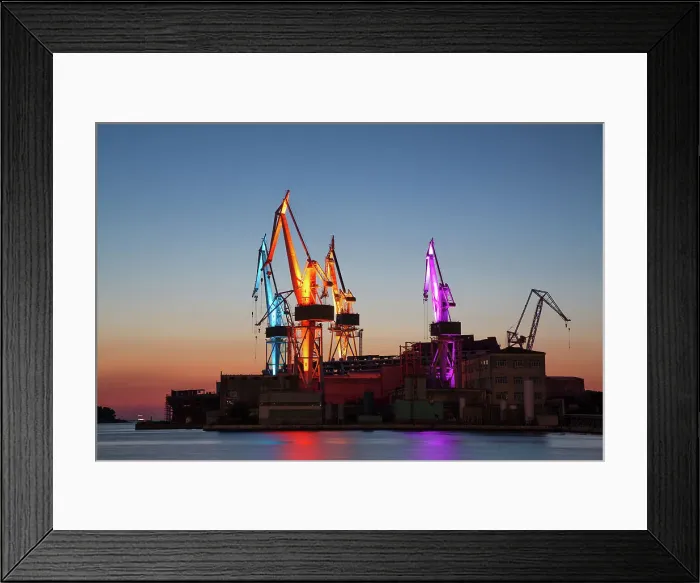 Framed Print : Lighting Giants, Cranes of Uljanik Shipyard, Pula, Croatia, Europe Framed Print : Lighting Giants, Cranes of Uljanik Shipyard, Pula, Croatia, Europe