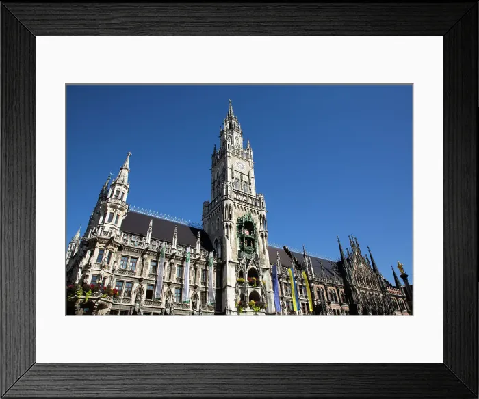 Framed Print : New Town Hall, Marienplatz (Plaza) (Square), Old Town, Munich, Bavaria, Germany, Europe