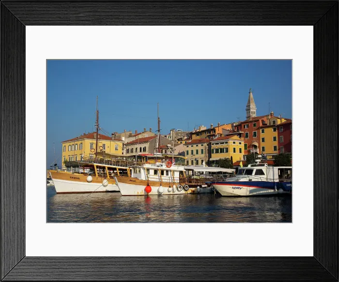 Framed Print : Boats in Harbor, Old Town, Rovinj, Croatia, Europe Framed Print : Boats in Harbor, Old Town, Rovinj, Croatia, Europe