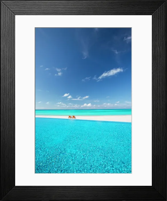 Framed Print : Deck chairs and infinity pool over amazing tropical lagoon, The Maldives, Indian Ocean, Asia Framed Print : Deck chairs and infinity pool over amazing tropical lagoon, The Maldives, Indian Ocean, Asia