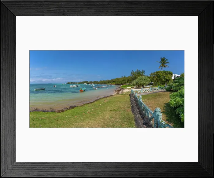 Framed Print : View of beach and turquoise Indian Ocean on sunny day in Cap Malheureux, Mauritius, Indian Ocean, Africa Framed Print : View of beach and turquoise Indian Ocean on sunny day in Cap Malheureux, Mauritius, Indian Ocean, Africa
