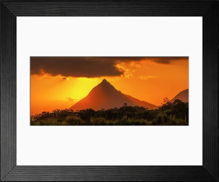 Framed Print : View of Long Mountains at sunset near Beau Bois, Mauritius, Indian Ocean, Africa