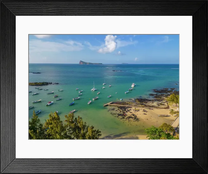 Framed Print : Aerial view of bay near Notre-Dame Auxiliatrice de Cap Malheureux, Cap Malheureux, Mauritius, Indian Ocean, Africa Framed Print : Aerial view of bay near Notre-Dame Auxiliatrice de Cap Malheureux, Cap Malheureux, Mauritius, Indian Ocean, Africa