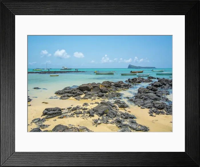 Framed Print : View of beach and turquoise Indian Ocean on sunny day in Cap Malheureux, Mauritius, Indian Ocean, Africa Framed Print : View of beach and turquoise Indian Ocean on sunny day in Cap Malheureux, Mauritius, Indian Ocean, Africa