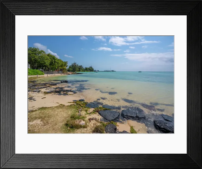 Framed Print : View of beach and turquoise Indian Ocean on sunny day in Cap Malheureux, Mauritius, Indian Ocean, Africa Framed Print : View of beach and turquoise Indian Ocean on sunny day in Cap Malheureux, Mauritius, Indian Ocean, Africa