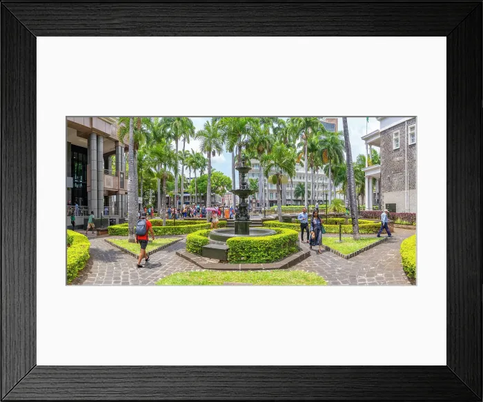 Framed Print : View of fountain and trees in Place d'Armes in Port Louis, Port Louis, Mauritius, Indian Ocean, Africa Framed Print : View of fountain and trees in Place d'Armes in Port Louis, Port Louis, Mauritius, Indian Ocean, Africa