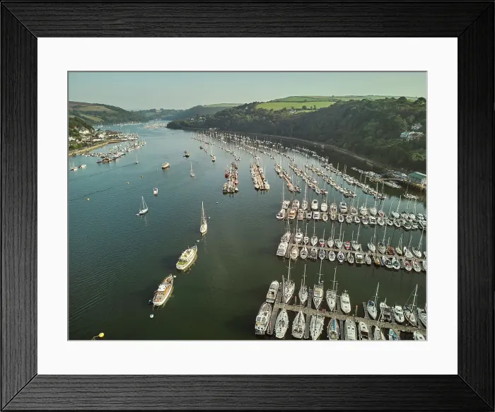 Framed Print : An aerial view of the estuary of the River Dart, with the towns of Dartmouth on the left and Kingswear on the right, south coast of Devon, England, United Kingdom, Europe Framed Print : An aerial view of the estuary of the River Dart, with the towns of Dartmouth on the left and Kingswear on the right, south coast of Devon, England, United Kingdom, Europe