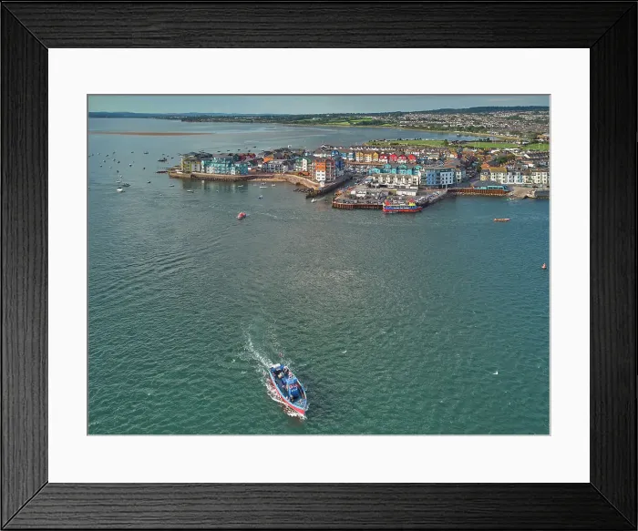 Framed Print : Aerial view of the mouth of the River Exe, looking towards the town of Exmouth, Devon, England, United Kingdom, Europe Framed Print : Aerial view of the mouth of the River Exe, looking towards the town of Exmouth, Devon, England, United Kingdom, Europe