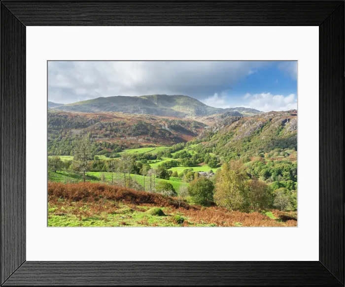 Framed Print : Goat Crag and Coniston Moor from Tarn Hows near Coniston in south eastern Lake District, Lake District National Park, UNESCO World Heritage Site, Cumbria, England, United Kingdom, Europe