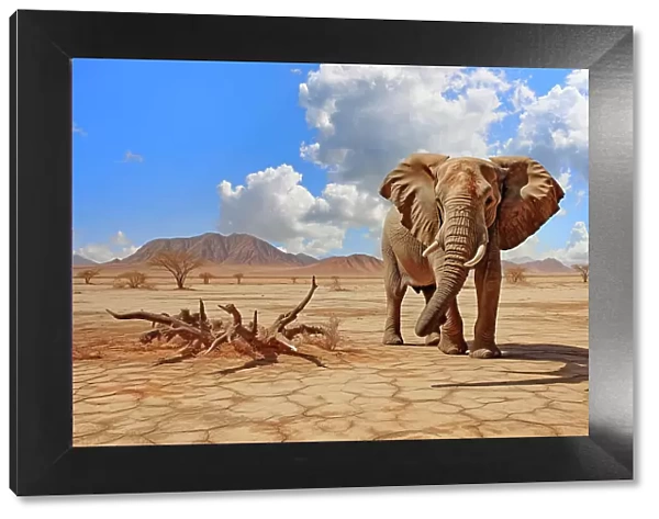 AI Generated image of African elephant (Loxodonta africana) in red desert, Africa