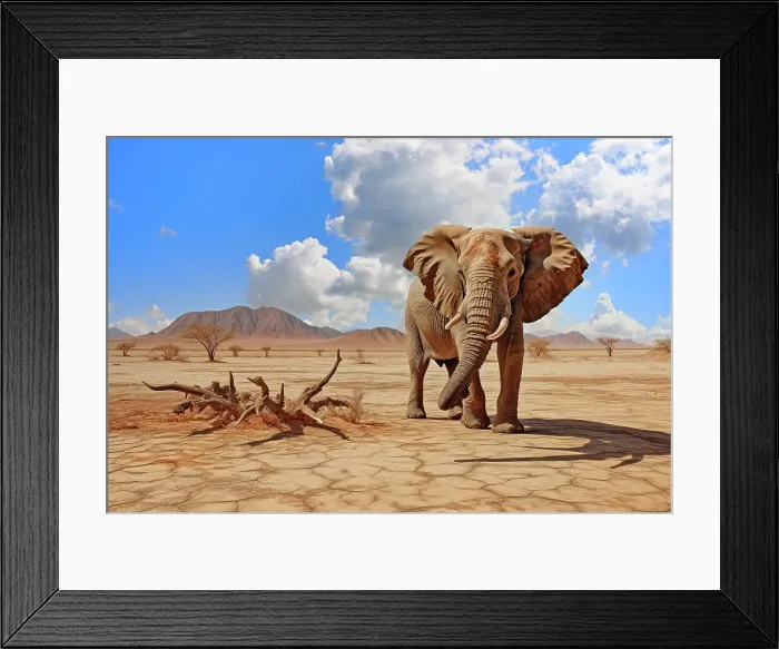 Framed Print : AI Generated image of African elephant (Loxodonta africana) in red desert, Africa Framed Print : AI Generated image of African elephant (Loxodonta africana) in red desert, Africa