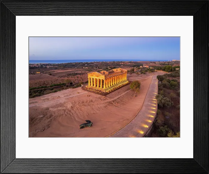 Framed Print : Illuminated Concordia Greek Temple seen from above at dawn, Valley of the Temples, UNESCO World Heritage Site, Agrigento, Sicily, Italy, Mediterranean, Europe Framed Print : Illuminated Concordia Greek Temple seen from above at dawn, Valley of the Temples, UNESCO World Heritage Site, Agrigento, Sicily, Italy, Mediterranean, Europe