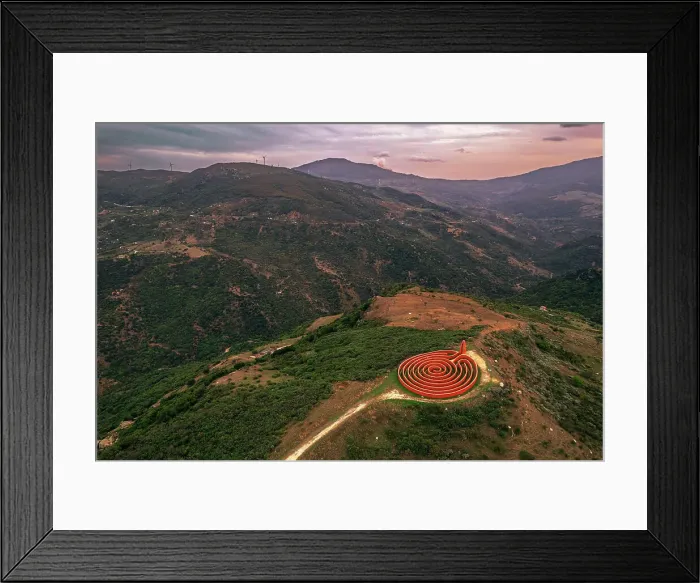 Framed Print : Ariadne's Labyrinth, art installation on top of a hill in the municipality of Castel del Lucio, aerial morning shot, Fiumara d'Arte, Nebrodi mountains, Messina province, Sicily, Italy, Mediterranean, Europe Framed Print : Ariadne's Labyrinth, art installation on top of a hill in the municipality of Castel del Lucio, aerial morning shot, Fiumara d'Arte, Nebrodi mountains, Messina province, Sicily, Italy, Mediterranean, Europe