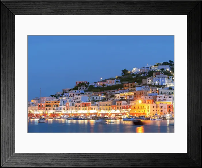 Framed Print : The illuminated fishing village of Ponza at dusk, summer view, Pontine archipelago, Latina province, Tyrrhenian Sea, Latium (Lazio), Italy Europe Framed Print : The illuminated fishing village of Ponza at dusk, summer view, Pontine archipelago, Latina province, Tyrrhenian Sea, Latium (Lazio), Italy Europe