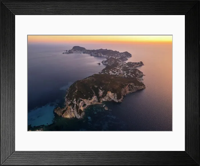 Framed Print : Aerial view of the island of Ponza with typical moon shape at dusk, Pontine archipelago, Latina province, Tyrrhenian Sea, Latium (Lazio), Italy Europe Framed Print : Aerial view of the island of Ponza with typical moon shape at dusk, Pontine archipelago, Latina province, Tyrrhenian Sea, Latium (Lazio), Italy Europe