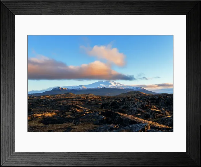 Framed Print : Snaefellsjokull glacier covering the Snaefell volcano seen at sunset with pink clouds and blue sky, Snaefellsnes Peninsula, West Iceland, Iceland, Polar Regions Framed Print : Snaefellsjokull glacier covering the Snaefell volcano seen at sunset with pink clouds and blue sky, Snaefellsnes Peninsula, West Iceland, Iceland, Polar Regions