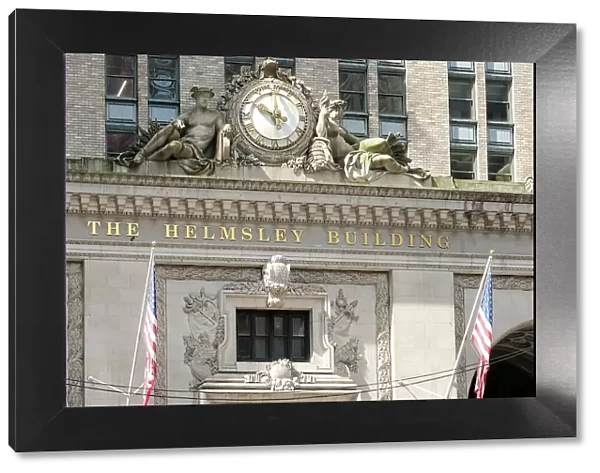 Architectural detail of the Helmsley Building, built in 1929 as the New York Central Building and designed by Warren and Wetmore in the Beaux-Arts style, a 35-story skyscraper just north of Grand Central Terminal, in Midtown Manhattan