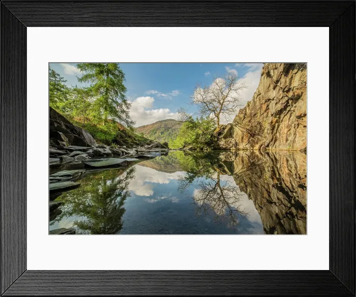 Framed Print : Reflections from Rydal Cave in the Lake District National Park, UNESCO World Heritage Site, Cumbria, England, United Kingdom, Europe Framed Print : Reflections from Rydal Cave in the Lake District National Park, UNESCO World Heritage Site, Cumbria, England, United Kingdom, Europe