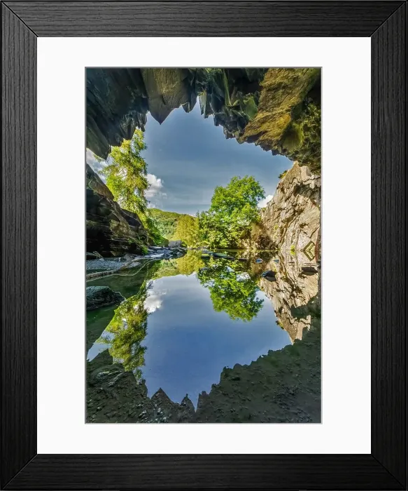 Framed Print : Reflections from Rydal Cave, Lake District National Park, UNESCO World Heritage Site, Cumbria, England, United Kingdom, Europe Framed Print : Reflections from Rydal Cave, Lake District National Park, UNESCO World Heritage Site, Cumbria, England, United Kingdom, Europe