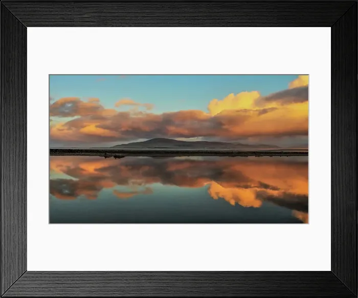 Framed Print : Reflections from Sandscale Haws Nature Reserve, view across the Duddon Estuary towards Black Combe, Cumbrian Coast, Cumbria, England, United Kingdom, Europe