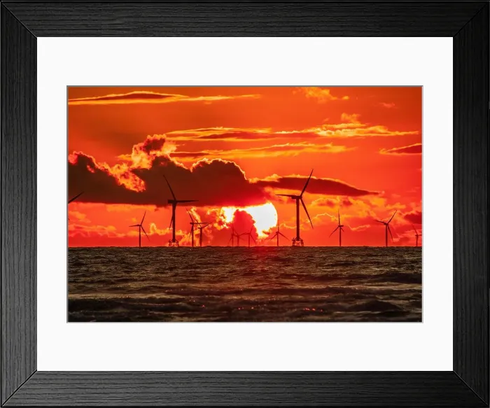 Framed Print : Sunset view towards the distant Walney Offshore wind farm from Walney Island on the Cumbrian Coast, Furness Peninsula, Cumbria, England, United Kingdom, Europe Framed Print : Sunset view towards the distant Walney Offshore wind farm from Walney Island on the Cumbrian Coast, Furness Peninsula, Cumbria, England, United Kingdom, Europe