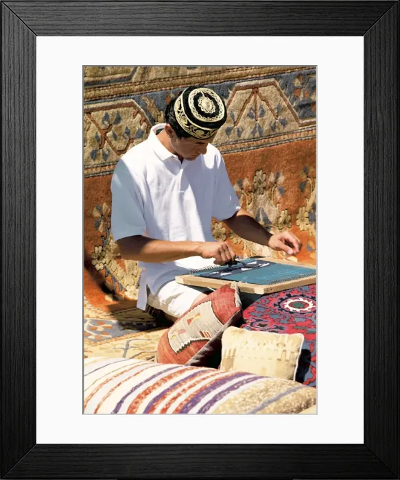 Framed Print : men weaving carpet- marmaris- Turkey Framed Print : men weaving carpet- marmaris- Turkey