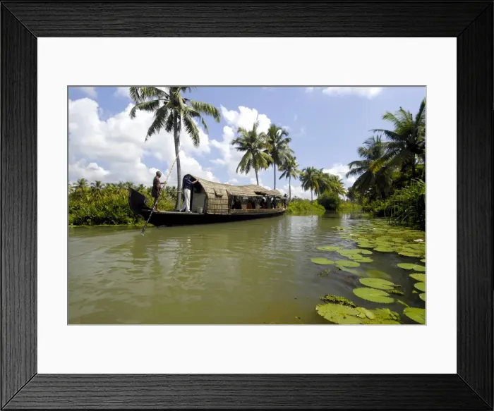 Framed Print : Houseboat in Murinjapuzha, near Vaikom, Kerala, India Framed Print : Houseboat in Murinjapuzha, near Vaikom, Kerala, India