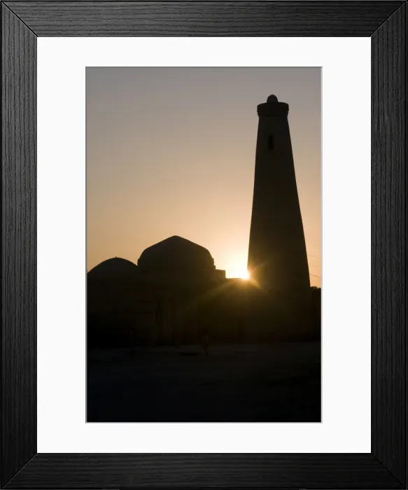 Framed Print : Silhouette of Minaret in the setting sun, Khiva, Uzbekistan, Central Asia Framed Print : Silhouette of Minaret in the setting sun, Khiva, Uzbekistan, Central Asia