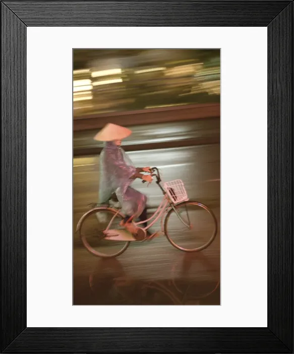 Framed Print : Woman on bicycle in rain, Vietnam, Indochina, Southeast Asia, Asia Framed Print : Woman on bicycle in rain, Vietnam, Indochina, Southeast Asia, Asia