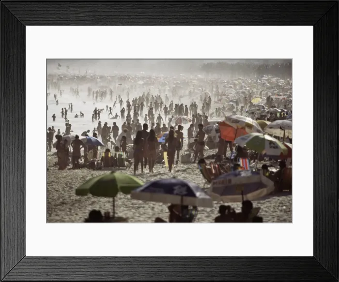 Framed Print : Crowded beach scene, Copacabana, Rio de Janeiro, Brazil, South America Framed Print : Crowded beach scene, Copacabana, Rio de Janeiro, Brazil, South America