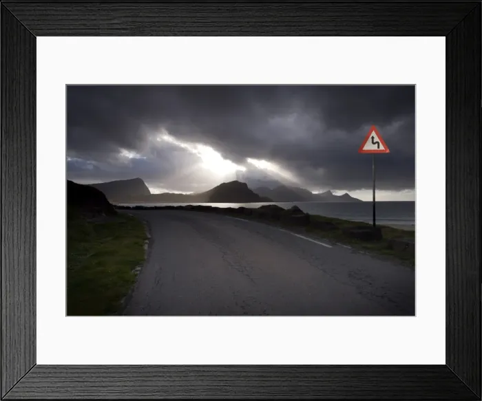 Framed Print : Empty road running alongside fjord, Norway, Scandinavia, Europe Framed Print : Empty road running alongside fjord, Norway, Scandinavia, Europe