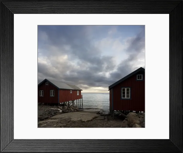 Framed Print : Rorbuer on stilts at waters edge, Lofoten Islands, Norway, Scandinavia, Europe Framed Print : Rorbuer on stilts at waters edge, Lofoten Islands, Norway, Scandinavia, Europe