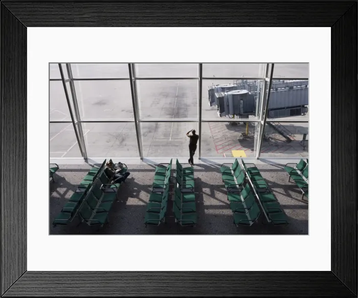 Framed Print : Man wan waiting at airport gate, Chek Lap Kok Airport, Hong Kong, China, Asia Framed Print : Man wan waiting at airport gate, Chek Lap Kok Airport, Hong Kong, China, Asia