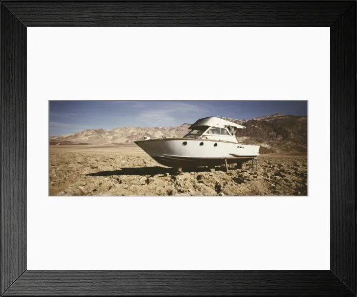 Framed Print : Abandoned boat in Death Valley, Arizona, United States of America, North America Framed Print : Abandoned boat in Death Valley, Arizona, United States of America, North America