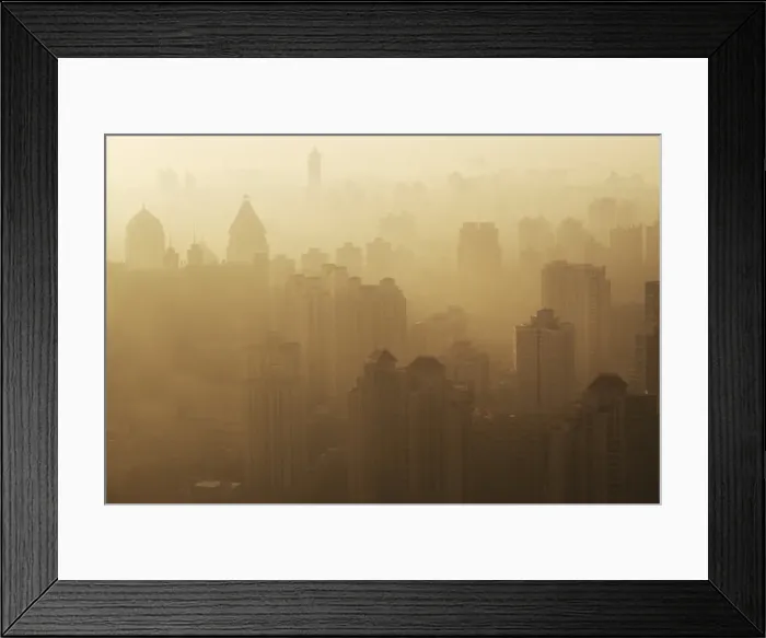 Framed Print : Smoggy Shanhai at dawn, Shanghai, China, Asia Framed Print : Smoggy Shanhai at dawn, Shanghai, China, Asia