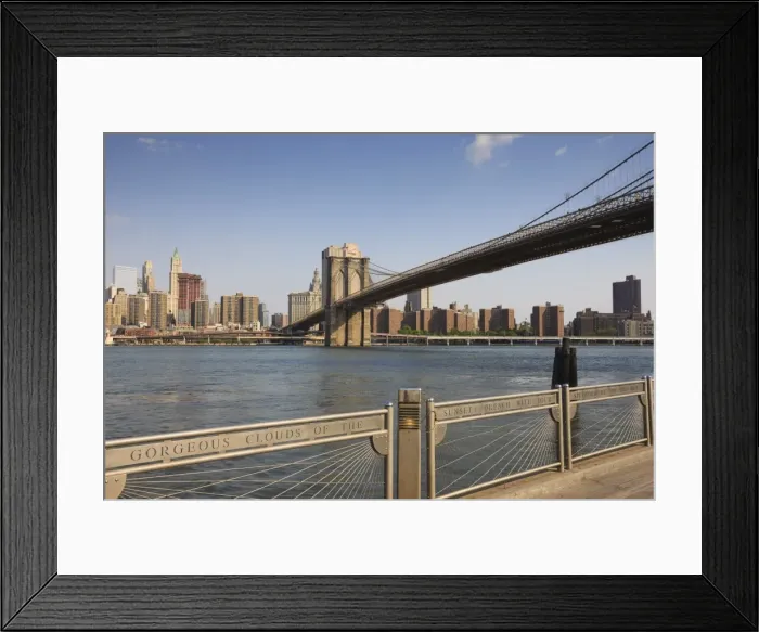 Framed Print : Brooklyn Bridge spanning the East River from Fulton Ferry Landing, Brooklyn Framed Print : Brooklyn Bridge spanning the East River from Fulton Ferry Landing, Brooklyn