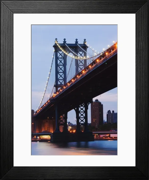 Framed Print : Manhattan Bridge spanning the East River at dusk, New York City, New York Framed Print : Manhattan Bridge spanning the East River at dusk, New York City, New York