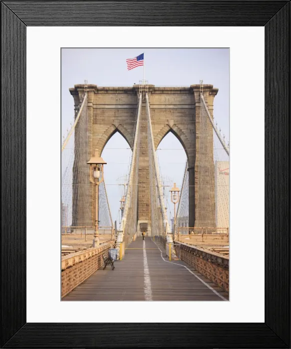 Framed Print : Early morning on Brooklyn Bridge, New York City, New York, United States of America Framed Print : Early morning on Brooklyn Bridge, New York City, New York, United States of America