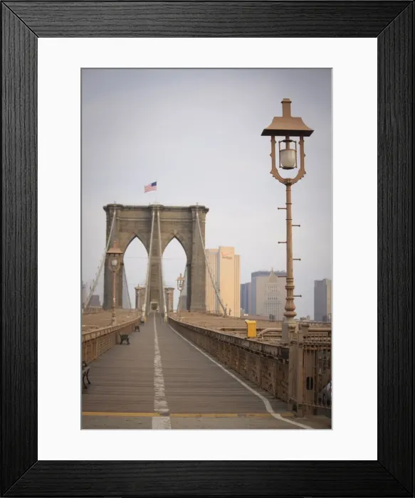 Framed Print : Early morning on Brooklyn Bridge, New York City, New York, United States of America Framed Print : Early morning on Brooklyn Bridge, New York City, New York, United States of America